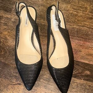 Alex Marie Black Textured Slingback Flats